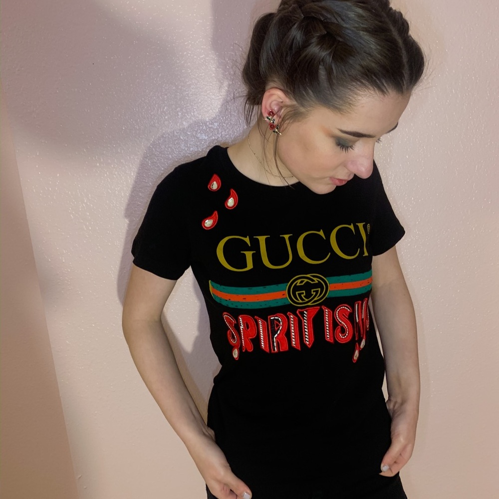 Gucci Black 'Spirit Is' Logo Short Sleeve Tee